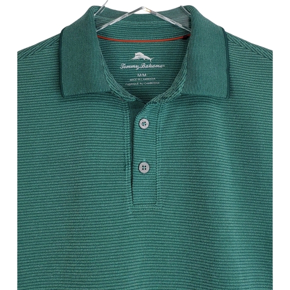 Tommy bahama size M striped short sleeves polo shirt green - Picture 2 of 10